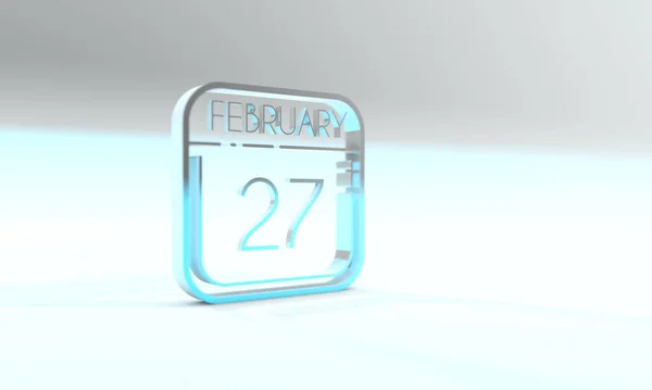 February Cyanite Colored Calendar Icon Light Blue Background — Stock Photo, Image