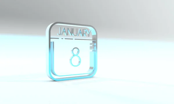 January Cyanite Colored Calendar Icon Light Blue Background —  Fotos de Stock