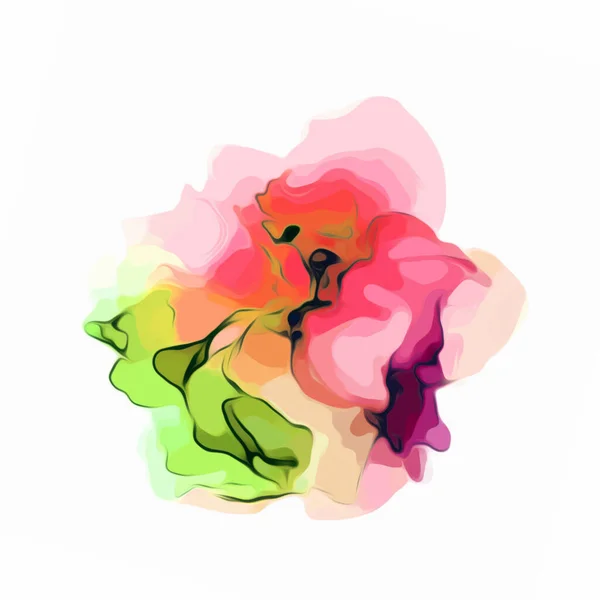 Multicolor Abstrakte Blume Fleck Auf Weißem Hintergrund Illustration — Stockfoto