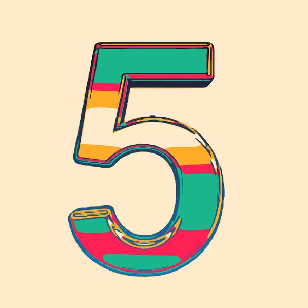 Numeral Cinco Ilustração Colorida — Fotografia de Stock