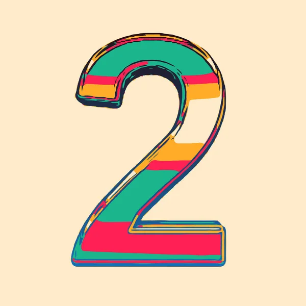 Number two 2 color colorful illustration