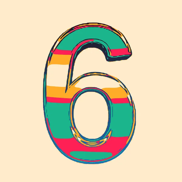 Numeral Six Colored Colorful Illustration — Stock Photo, Image