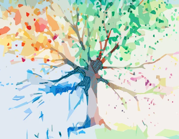 Abstracto Colorido Árbol Pintura Salpicadura Ilustración Imágenes de stock libres de derechos