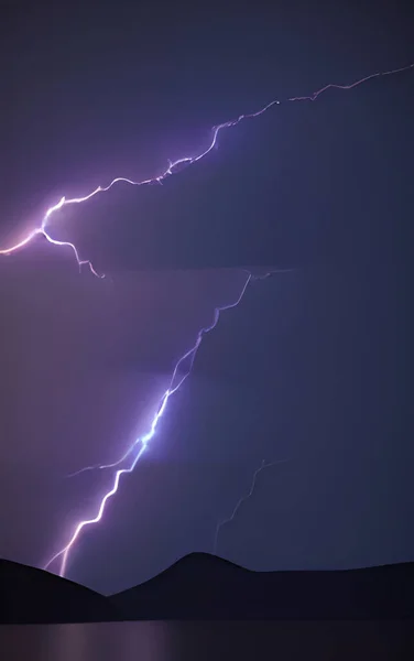 Digital illustration of a lightning bolt on a black background