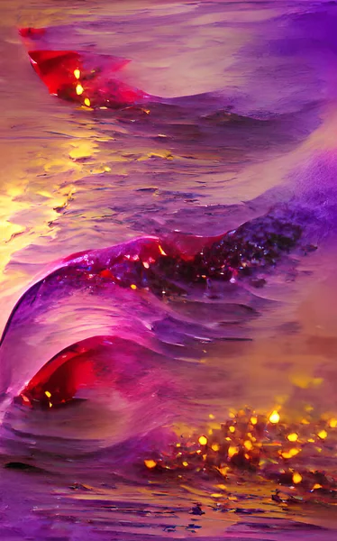 Digital illustration abstract background purple gold red texture