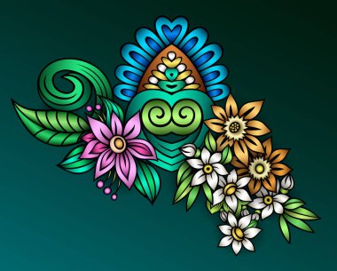 Vektör soyut etnik doğa el süsleme çizimi