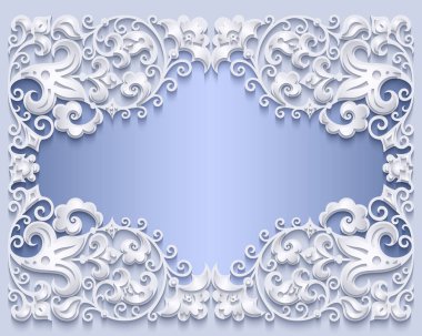 Çiçekli dal kağıt vektör vintage illüstrasyonunu kes.