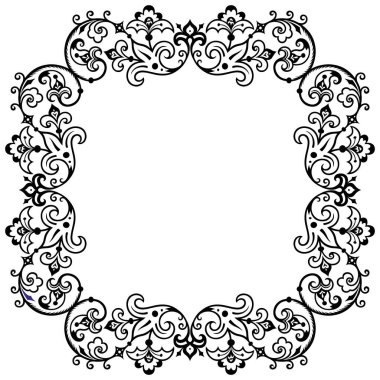 Çiçekli el çizimi vektör vintage kenarı.