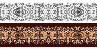 Vektör soyut dekoratif doğası etnik süsleme çizgileri ayarlandı