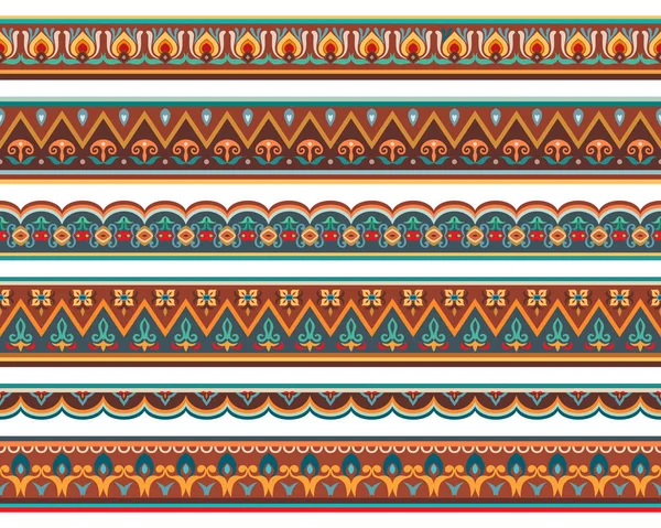 Abstract ethnic stripes. Ornamental borders set — Stock Vector