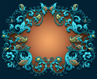 Soyut vektör süslemesel doğa renk vintage çerçeve.