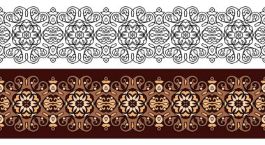 Vektör soyut dekoratif doğası etnik süsleme çizgileri ayarlandı