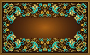 Soyut vektör süslemesel doğa renk vintage çerçeve.