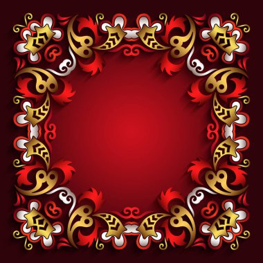 Soyut vektör süslemesel doğa renk vintage çerçeve.