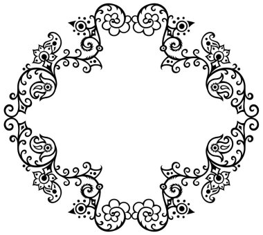 Çiçekli el çizimi vektör vintage kenarı.