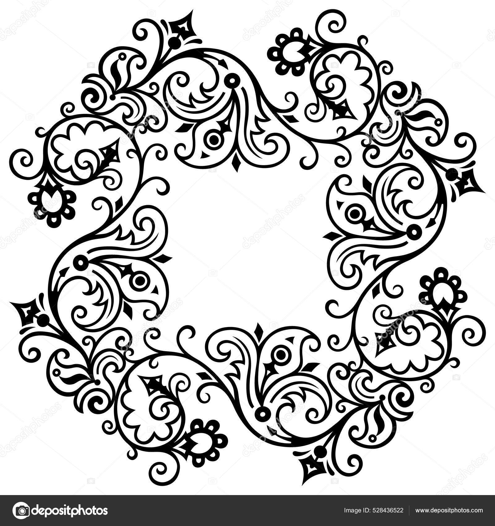 Floral hand drawn vector vintage border. Stock Vector by ©KTVector