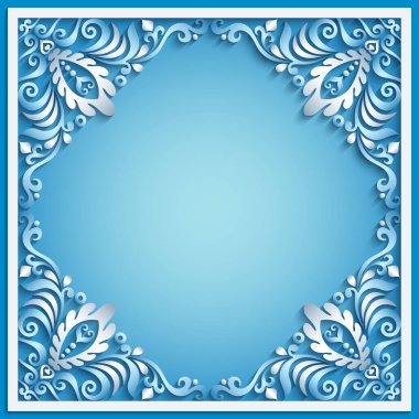 Soyut vektör süslemeli doğa vintage çerçeve.