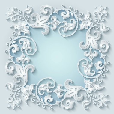 Soyut vektör süslemeli doğa vintage çerçeve.