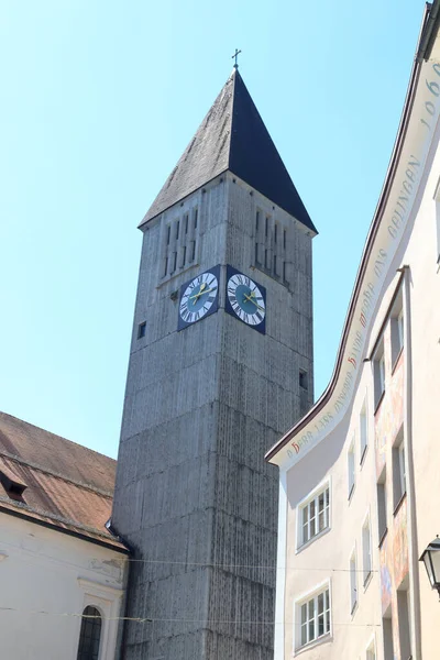 Steeple Clock Parish Church Hallein Austria — Stock Photo, Image