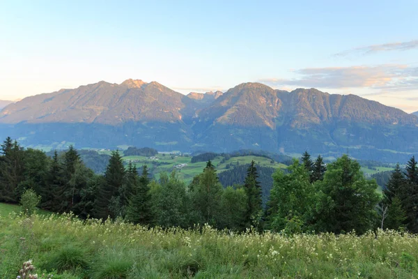 Panorama View Alpine Mountains Blue Sky Salzburgerland Austria — Stock Photo, Image