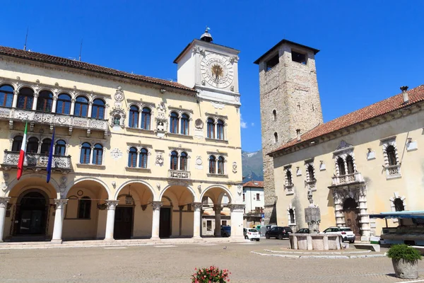 Palacio Palazzo Dei Rettori Con Arcada Torre Del Reloj Plaza — Foto de Stock