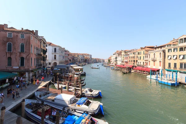 Vista Panorâmica Grande Canal Vista Ponte Rialto Veneza Itália — Fotografia de Stock