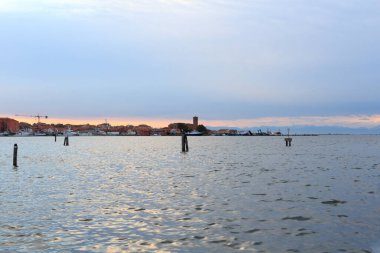 İtalya 'nın Venedik, Veneto kentindeki Chioggia ve Venedik Gölünün manzara manzarası