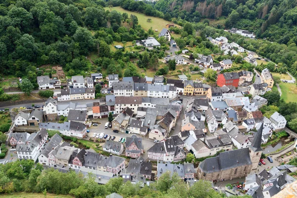 Panorama View Eifel Village Monreal Half Timber Houses River Elsbach — Foto de Stock