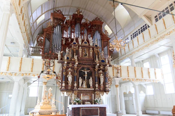 Vue Intérieure Église Marché Bois Avec Orgue Autel Clausthal Zellerfeld — Photo