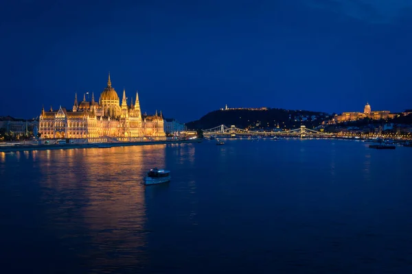 Parlement Hongrois Danube Nuit Budapest Hongrie — Photo