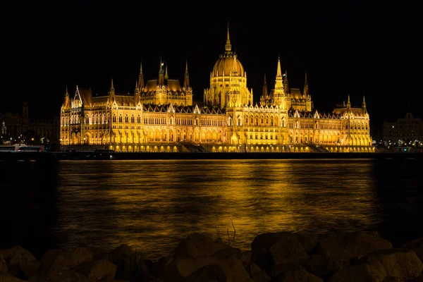 Parlement Hongrois Danube Nuit Budapest Hongrie — Photo