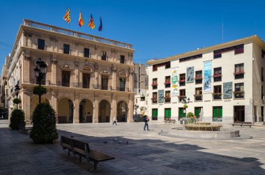 Main square of Castellon de la Plana with the city council building on the left, Spain