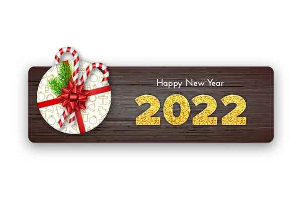 Tarjeta Regalo Vacaciones Feliz Año Nuevo 2022 — Vector de stock