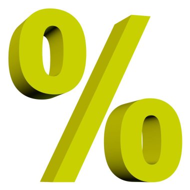 Beyaz arkaplana karşı yüzde için sembol, 3B illüstrasyon