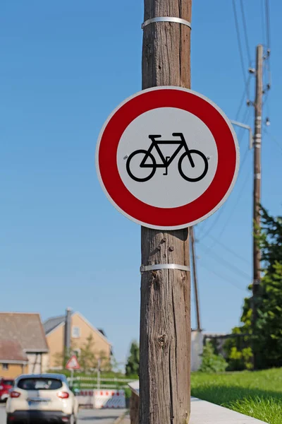 Segnale Stradale Nessun Passaggio Ciclisti — Foto Stock