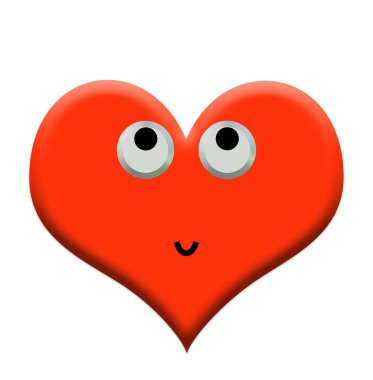 Yüzü olan kalp, 3 boyutlu illüstrasyon