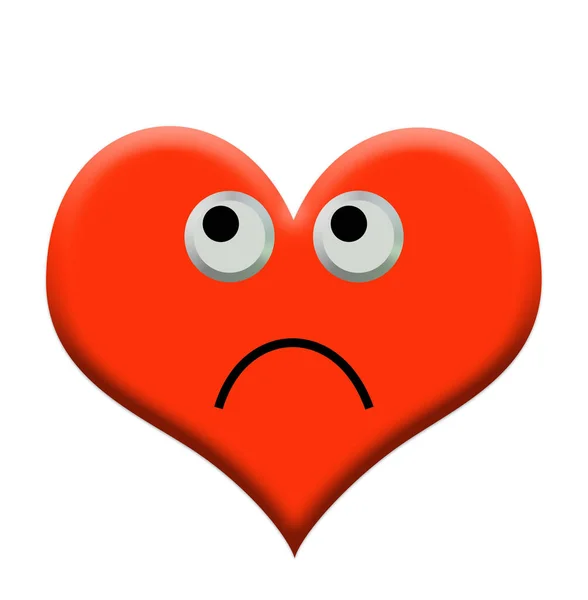 Red Heart Face Bad Mood Illustration — Stock Photo, Image