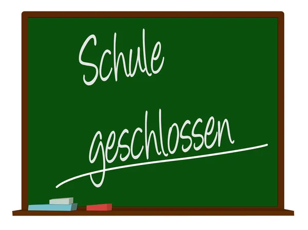 テキスト Schule Geschlossen School Closed 3Dイラスト付きスクール黒板 — ストック写真