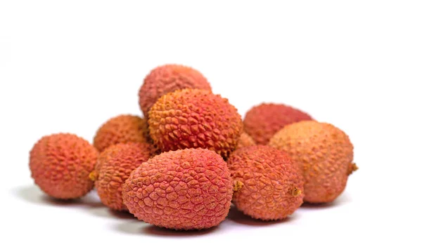 Frutas Árvore Lichia Litchi Chinensis Contra Fundo Branco — Fotografia de Stock