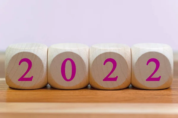 Holzwürfel Mit Dem Jahr 2022 — Stockfoto