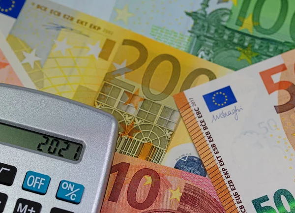 European Banknotes Calculator Close — Stock Photo, Image