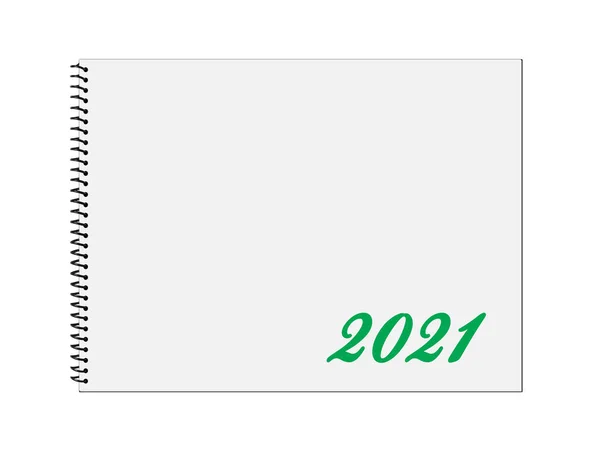 Kalender Med Omslagssida 2021 Mot Vit Bakgrund — Stockfoto