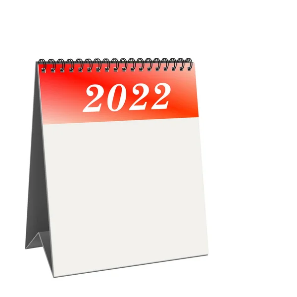 Desk Calendar Cover Sheet 2022 White Background Illustration — 스톡 사진