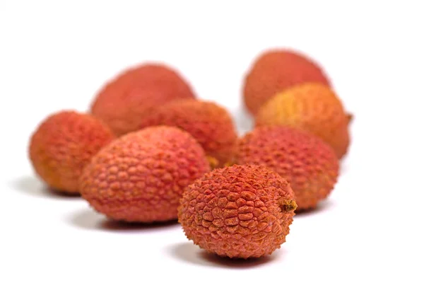 Ovoce Liči Litchi Chinensis Bílém Pozadí — Stock fotografie