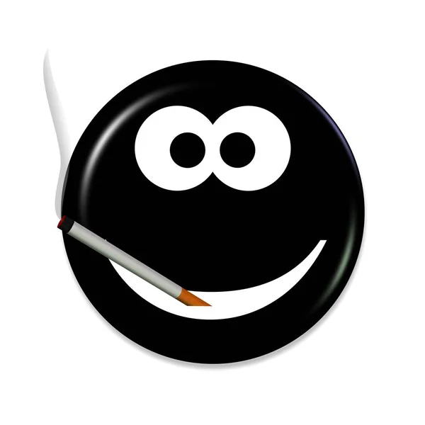 Emoticon Buon Umore Con Una Sigaretta Illustrazione — Foto Stock