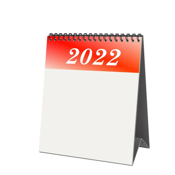 Calendrier Bureau Avec Feuille Couverture 2022 Sur Fond Blanc Illustration — Photo