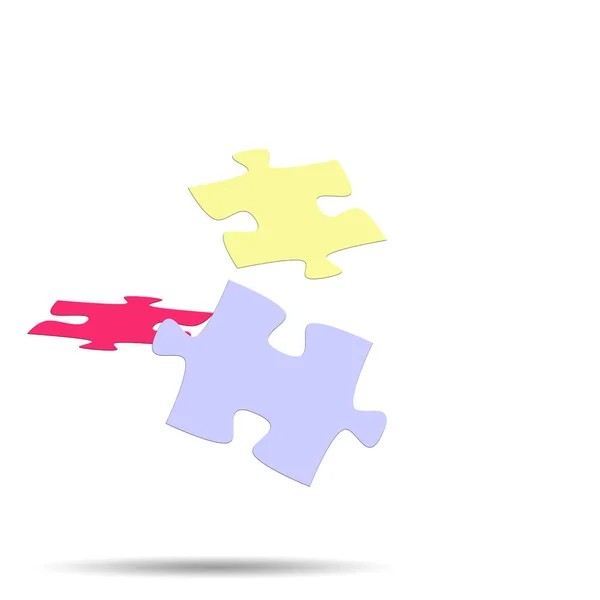 Drie Puzzelstukjes Tegen Witte Achtergrond Illustratie — Stockfoto