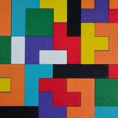 Renkli ahşap yapboz parçaları, birleştirin