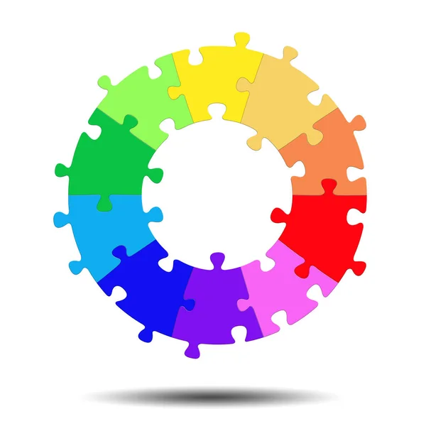 Kleur Cirkel Een Illustratie Als Een Puzzel Tegen Een Witte — Stockfoto