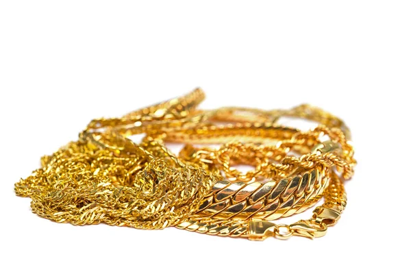 Gold Jewelry Isolated White Background Stock Image